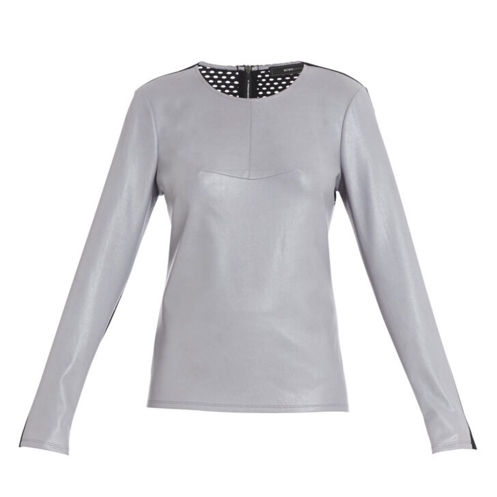 BCBGMAXAZRIA Callan long sleeve contrast back top
